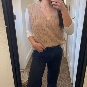 Oatmeal colored cable sweater vest
